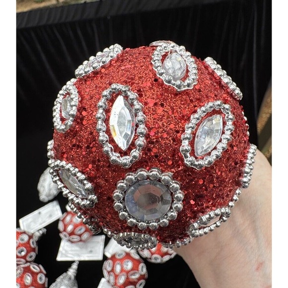 Everything Christmas, Decorations by Country Silk Red & Silver Lot Of 12 New! - Picture 10 of 12